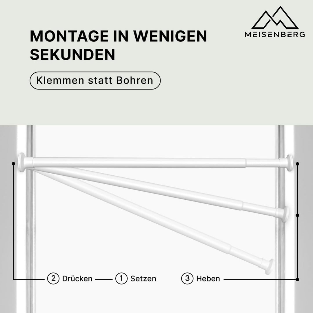 Spannstange ohne Bohren - Weiss, Ø 25 mm - Gardinenstange zum Klemmen - Vorhangstange für Fenster, R
