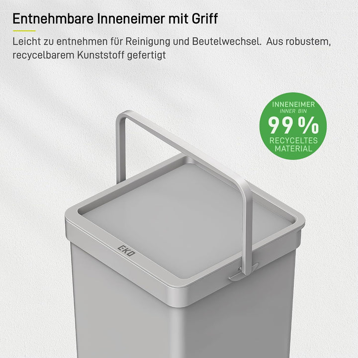 EKO DECO Mülleimer Küche Unterschrank, 20 L + 15 L, 2-fach Mülltrennsystem, ausziehbarer Mülleimer u