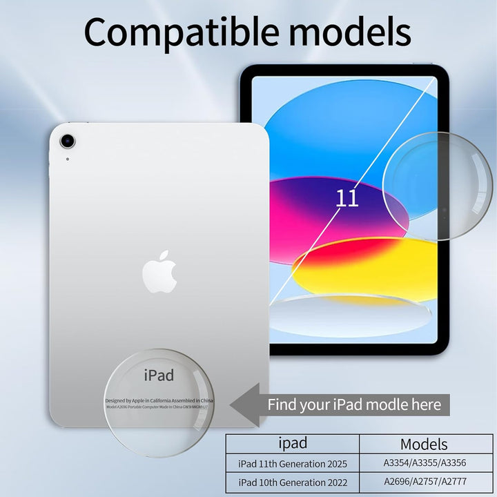 GKABXY Hülle mit Tastatur für iPad A16 11 Generation 2025/10 Generation 2022(11/10.9 Zoll), Soft TPU