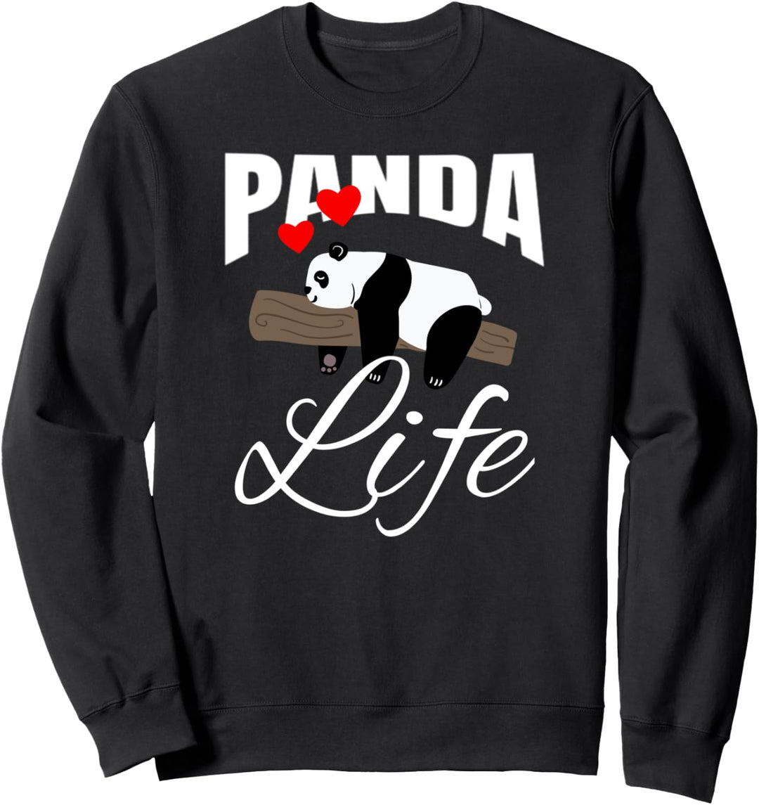 Cute Panda Sleeping Love Hearts Animal Black and White Sweatshirt