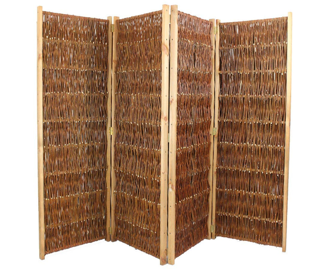 Spanische Wand Raumteiler 4teilig 150 x 240cm aus Weide - Hochwertiger Sicht- und Windschutz aus Wei
