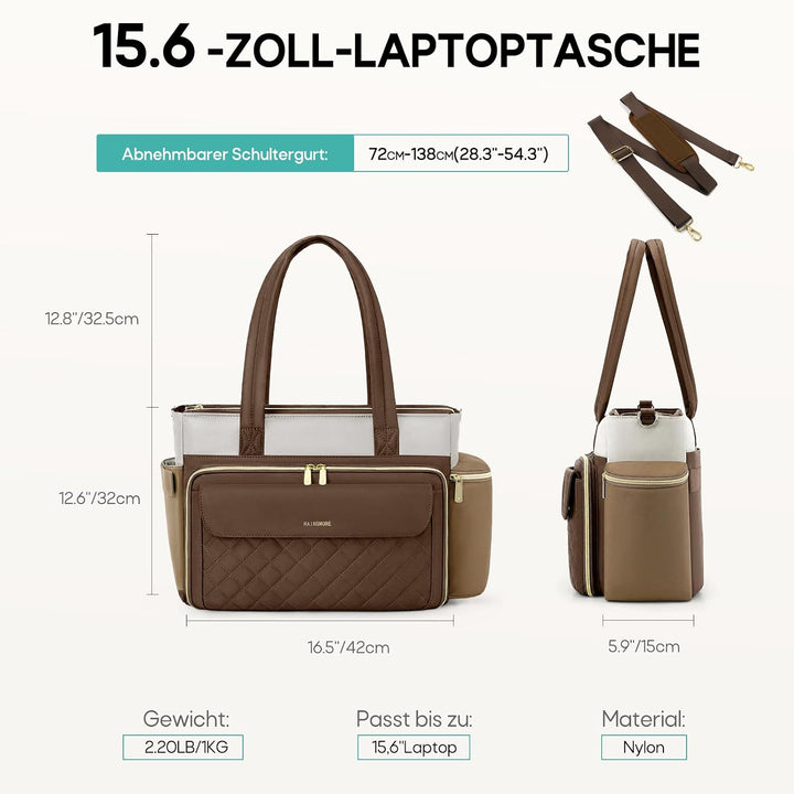 RAINSMORE Lehrertasche Damen Gross Laptoptasche, 15,6 Zoll | Arbeitstasche Isolierfach und Gross Get