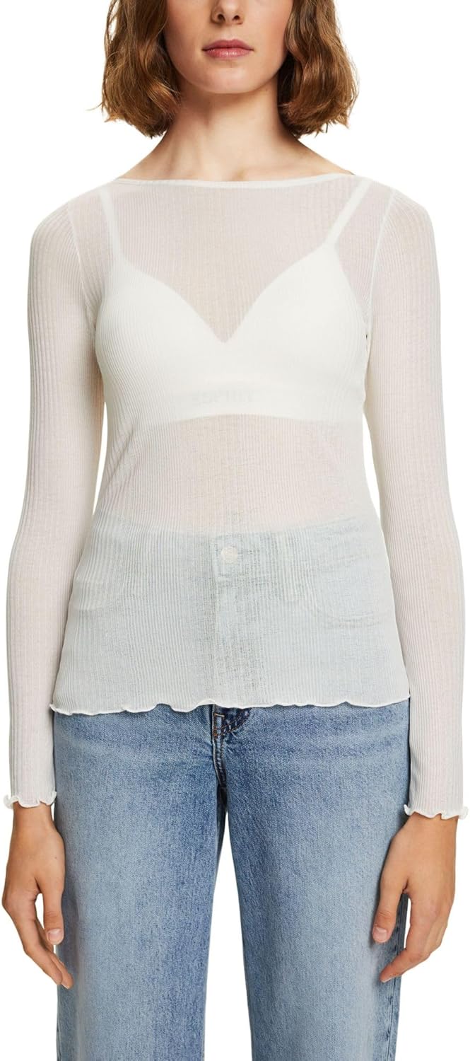 Esprit Damen 083ee1k311 T-Shirt L 110/Off White, L 110/Off White