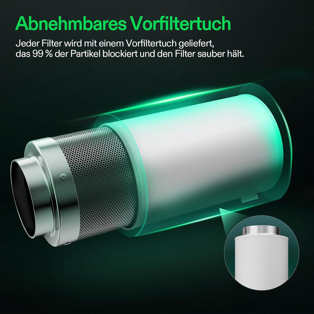 VIVOSUN Aktivkohlefilter Grow Aktivkohlefilter 150mm/6 Inch Geruchskontrolle mit Australischer Aktiv