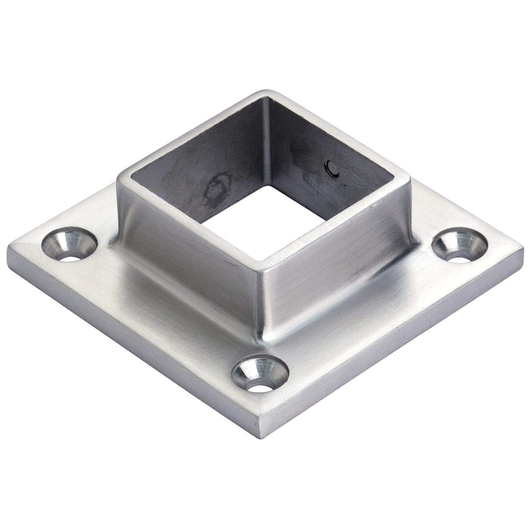 CROSO CN4900210 Wand- und Bodenflansch für Vierkantrohr 40 x 40 mm, Edelstahl V4A, Silber für Aufnah