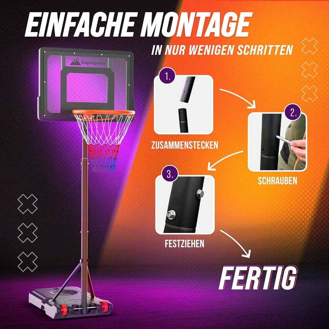 Basketballkorb Outdoor [mit Sandsack & Ball] – Basketball Korb höhenverstellbar – Wetterfester Baske