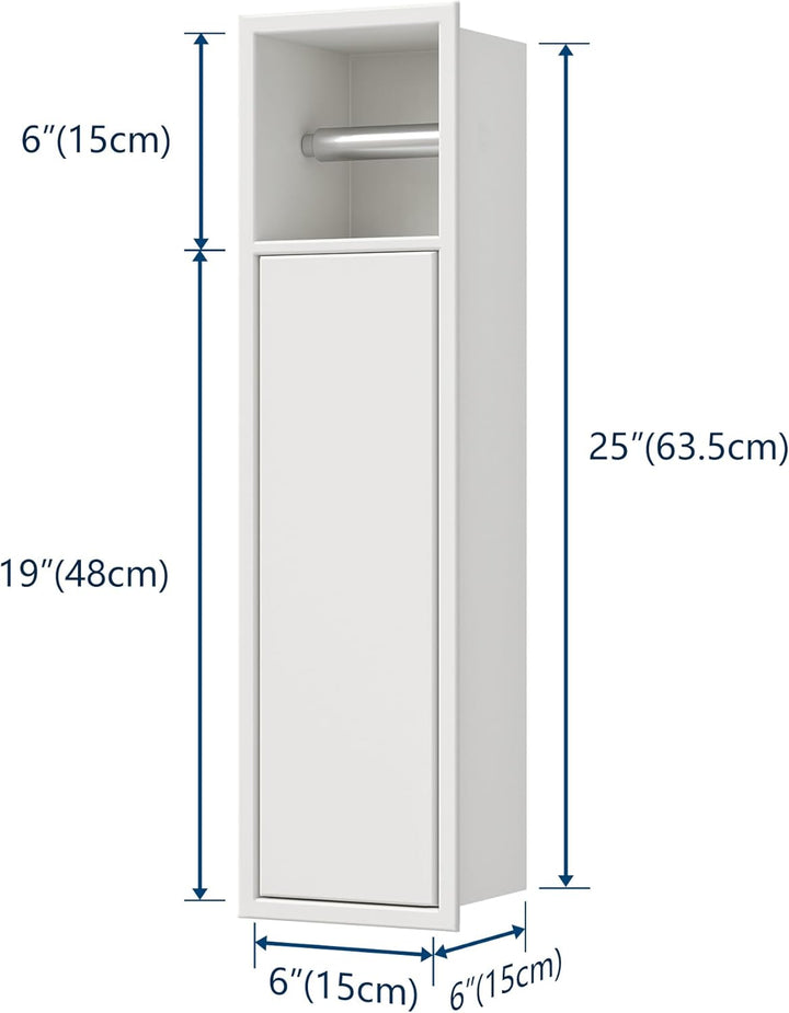 Neodrain Unterputz-Toilettenpapierhalter 304 Edelstahl Wandnische mit Tür für Klobürstengarnitur, Pa