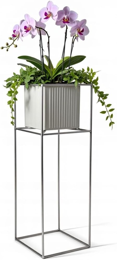 Pflanzenständer Filo - 24x24x80cm - Farbe Silber - für Zimmerblumen - Metallregal - Dekorativer Tisc