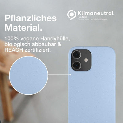 Woodcessories - Antibakterielle Bio Hülle kompatibel mit iPhone 12 Mini Hülle hellblau - Plastikfrei