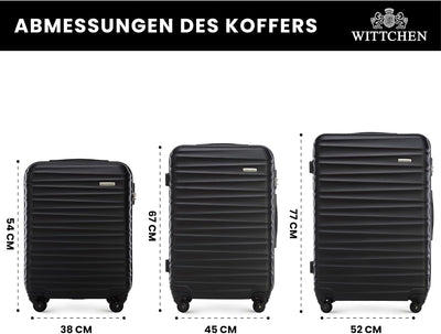 WITTCHEN Reisekoffer 3er Koffer-Set Rollkoffer Trolley Handgepäck Hartschale aus ABS mit 4 Spinner-R