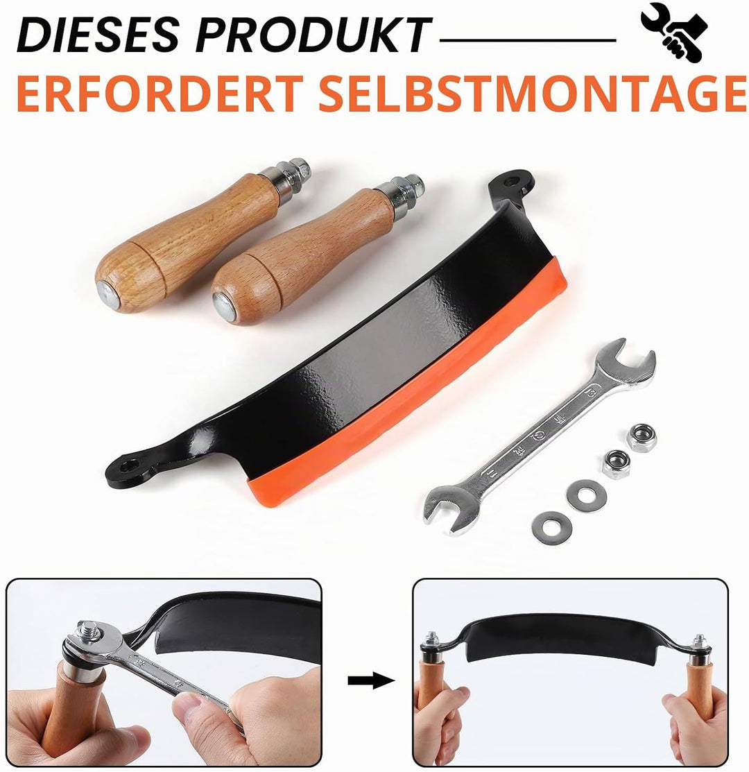 250mm Zugmesser für Holz, Gebogen, Rindenschäler mit Ergonomischen Holzgriffen und Klingenschutz, Re