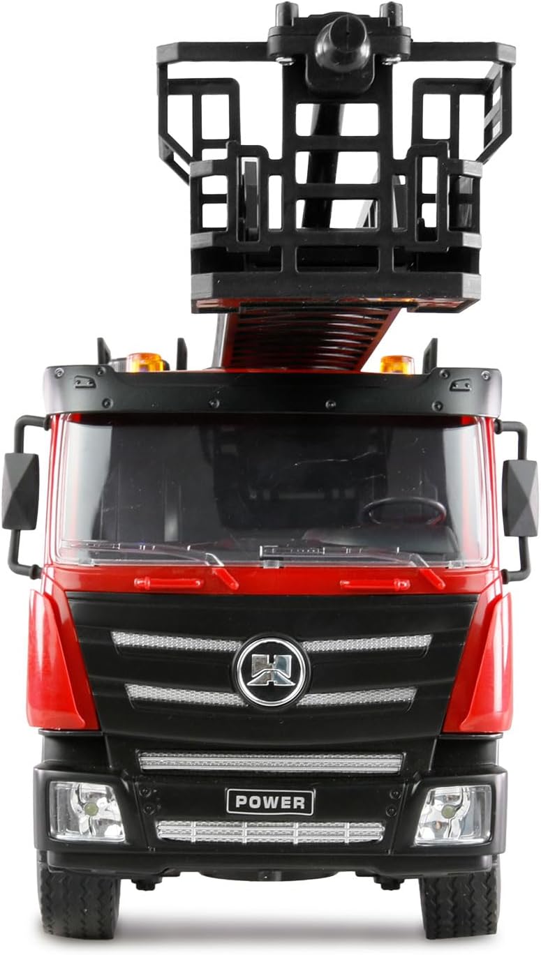 Amewi Feuerwehr Drehleiterfahrzeug 1:18 RTR ferngesteuert RC Kinder 8 Jahre, Rot