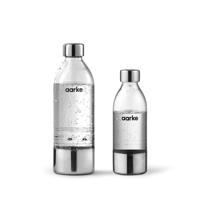 Aarke 2 x PET-Flasche für Wassersprudler Carbonator 3, BPA-frei mit Details in Edelstahl, 800ml + 45