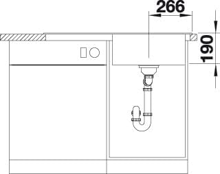 BLANCO ZENAR 5 S | SILGRANIT felsgrau | Einbauart: Einbau von Oben | Hauptbecken rechts | mit Ablauf