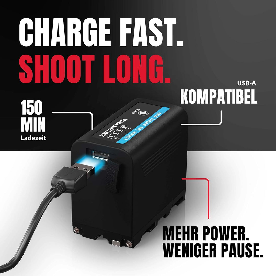 Baxxtar PRO 2X Akku NP-F970 Plus (Black Series/10500mAh) - LG Cells Inside - mit Powerbank Funktion