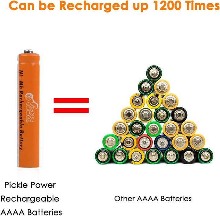 Pickle Power AAAA Akku, 2 Stück 500mAh NI-Mh AAAA Wiederaufladbare Batterien mit USB Ladegerät für S