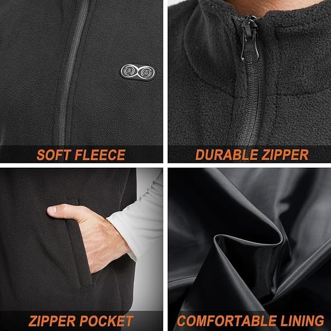 Techstuph Fleece Beheizbare Weste Herren, 3 Stufen einstellbar 5 Heizzonen Beheizte Weste Beheizbare