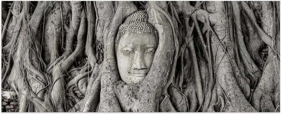 wandmotiv24 Leinwandbild Tempel der Grossen Relikte SW 100x40cm (BxH) Bilder auf Leinwand, Dekoratio