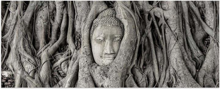 wandmotiv24 Leinwandbild Tempel der Grossen Relikte SW 100x40cm (BxH) Bilder auf Leinwand, Dekoratio