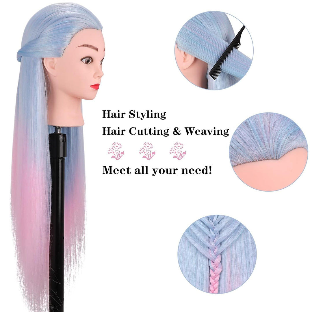 TopDirect Trainingskopf für Friseure 75cm/29.5 Zoll Frisurenkopf Langhaar 100% Synthetische Haare Üb