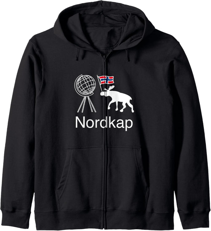 Nordkap Norwegen Flagge Elch Kapuzenjacke