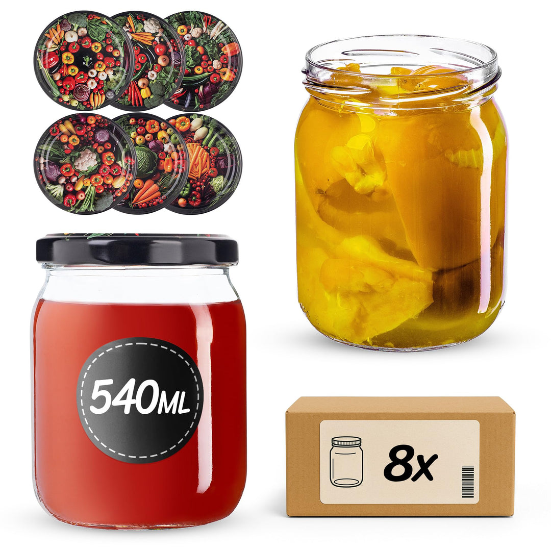 KADAX Einmachgläser 540ml TO82, Sturzgläser Mason Jar mit Schraubdeckel, Luftdichte Twist-off Gläser