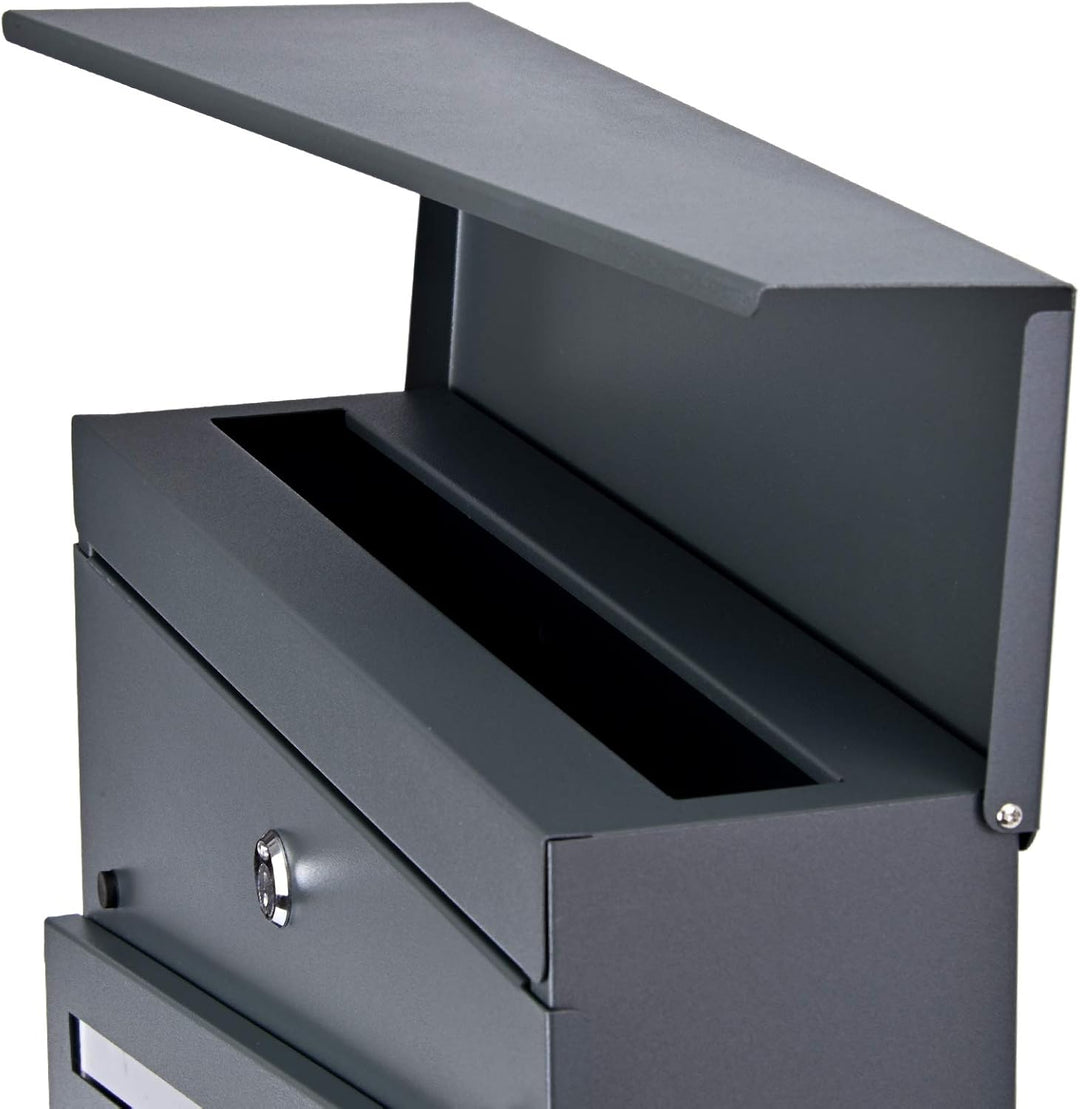 Verda Briefkasten mit Zeitungsfach, 2X Schlüssel, Postkasten Designer Wandbriefkasten, individueller