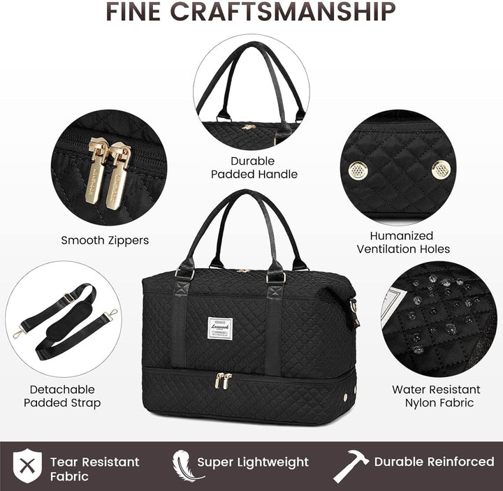 LOVEVOOK Reisetasche Damen Sporttasche Gross mit Schuhfach & Nassfach Weekender Travel Duffle Bag mi