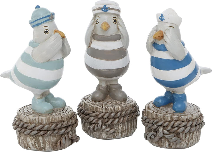 Pommerntraum ® | 3-ER Set! WohnDekoration Dekorationsfiguren Kantenhocker 3 Möwen Seemöwen Vögel - N