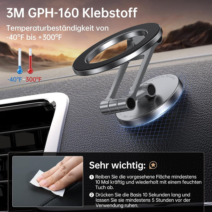SYNCWIRE Handyhalterung Auto für MagSafe Autohalterung [Flexible DREI Achsen] Ganzmetall Magnetische