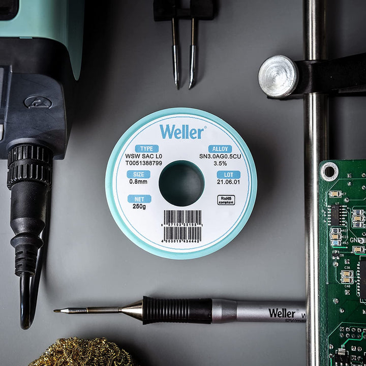 Weller WSW SAC L0 (T0051388399) Bleifreier Lötdraht, Ø 0,3mm, Legierung Sn96.5Ag3Cu0.5, Flussmittelg