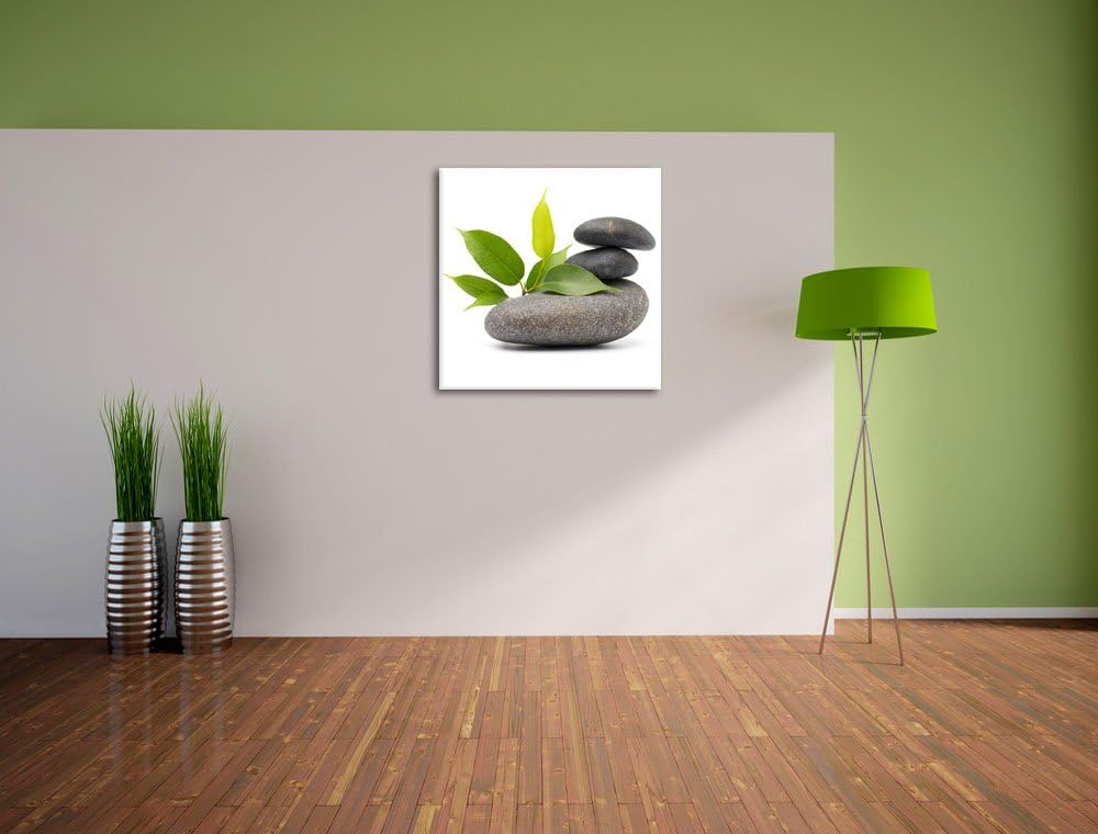Pixxprint Steinbalance, Format: 70x70 auf Leinwand, XXL riesige Bilder fertig gerahmt mit Keilrahmen