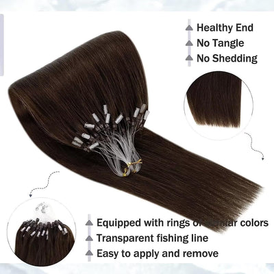 Hetto Extensions Echthaar Microring Dunkelbraun Extensions Microring Echthaar Remy Micro Loop Extens
