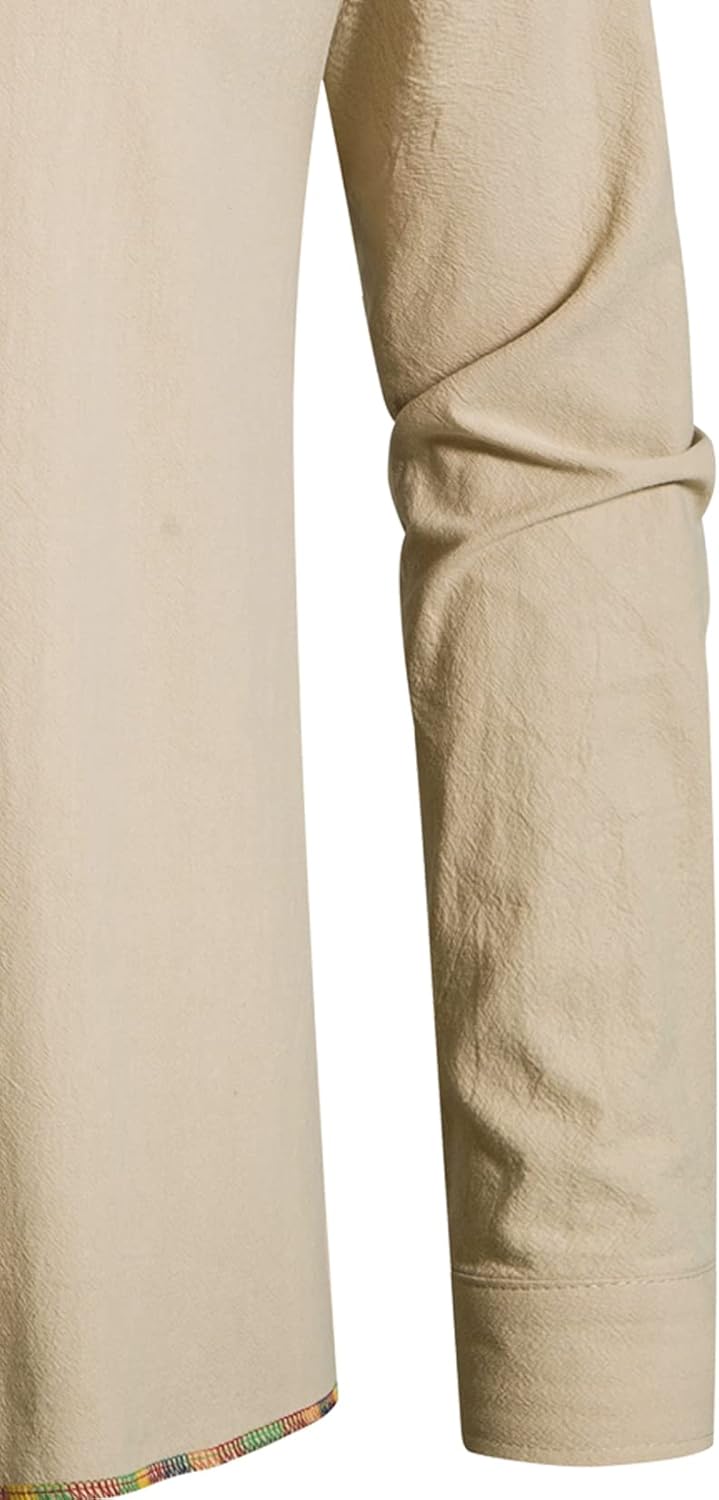 LucMatton Herren-Kostüm mit Schnürung, Baumwolle, mittelalterliches Vintage-Kostüm Khaki-a L, Khaki-
