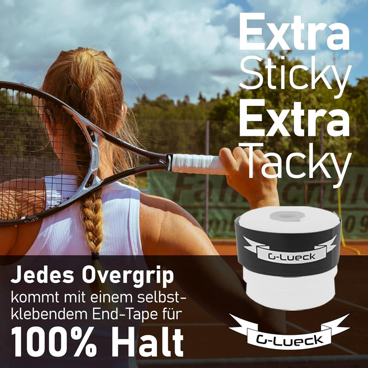 G-Lueck 10er Set Tennis Griffband (sehr griffig) | 0,50-0,60mm Stärke | Overgrip für Squash Badminto