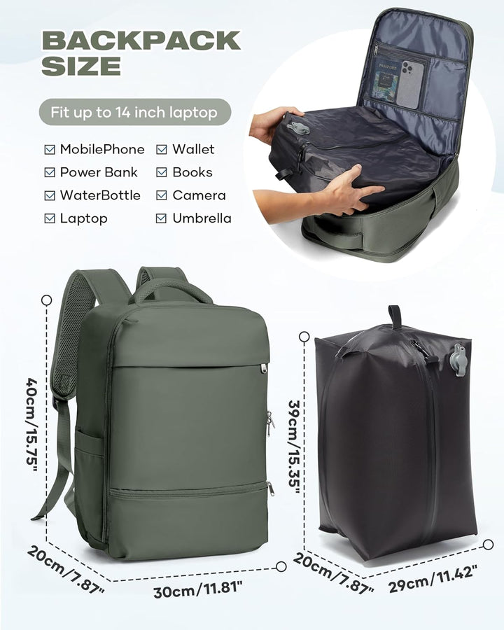 SZLX Grosser Reiserucksack Damen,Vakuum Rucksack mit Pumpe Ryanair Handgepäck 40x30x20 Herren, Wizza