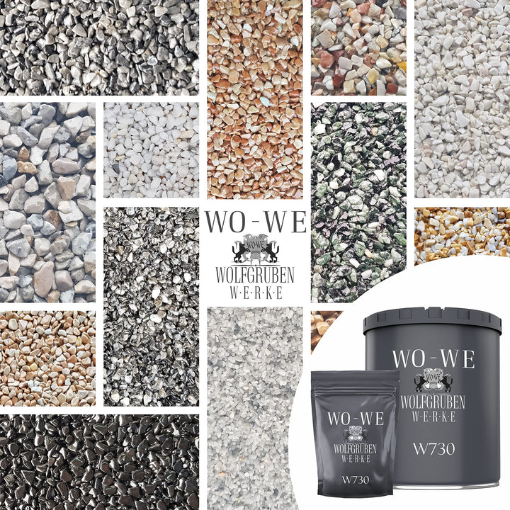 25Kg Steinteppich Set Marmorkies Bodenbeschichtung Bianco Carrara Weiss 1-4mm - 2qm Korngrösse 1-4mm