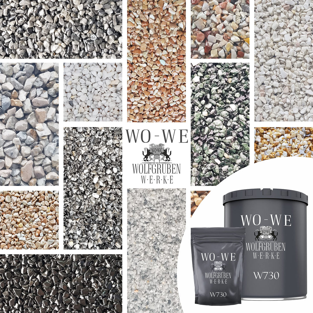 25Kg Steinteppich Set Marmorkies Bodenbeschichtung Bianco Verona Weiss 1-4mm - 2qm Korngrösse 1-4mm