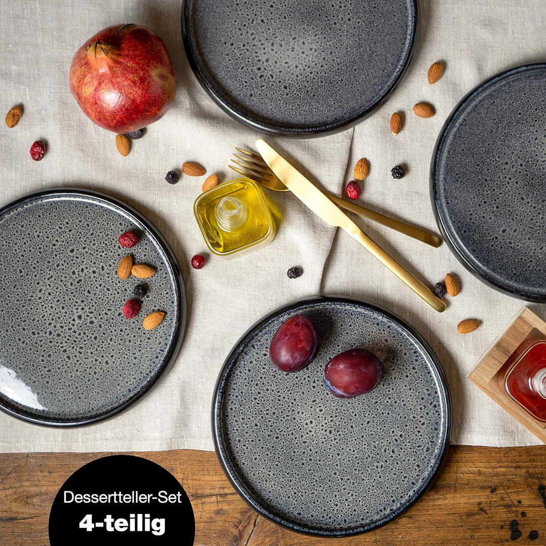 Moritz & Moritz SOLID 4x Kleine Teller 21 cm - Steinzeug Teller Set als Dessertteller, Kuchenteller,