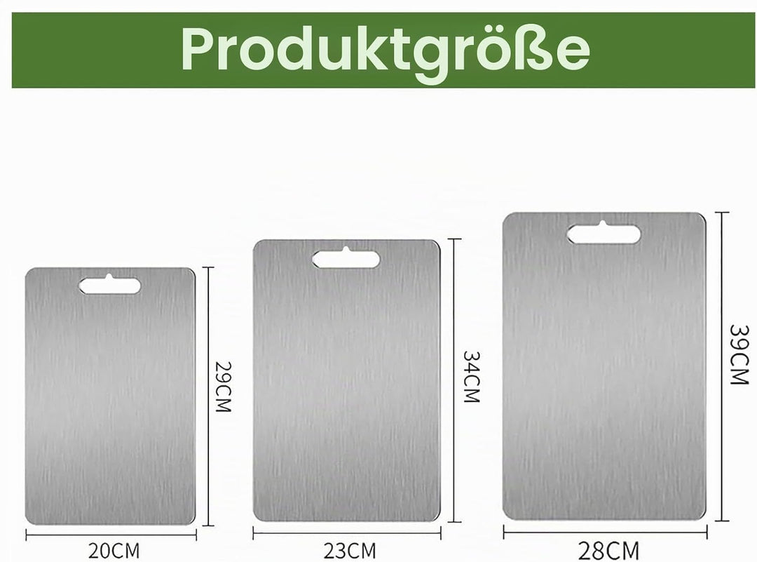 3 Stück Titan Schneidebrett Set, 304 Edelstahl Titanium Cutting Board, Doppelseitiges Lebensmittel G