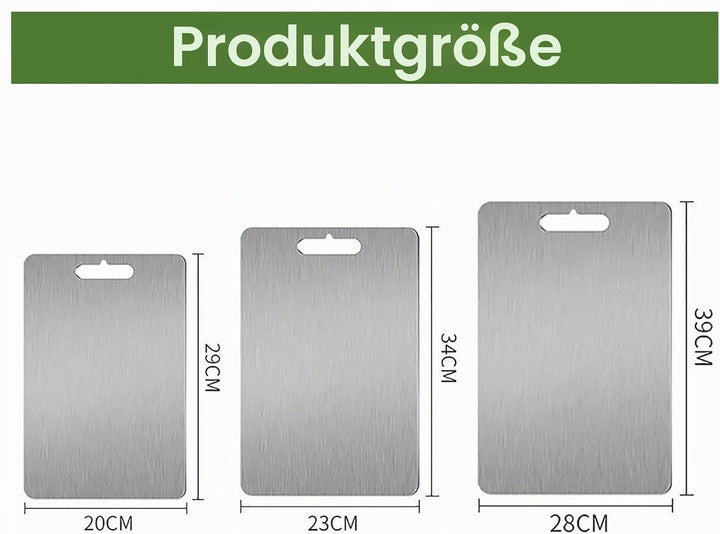 3 Stück Titan Schneidebrett Set, 304 Edelstahl Titanium Cutting Board, Doppelseitiges Lebensmittel G