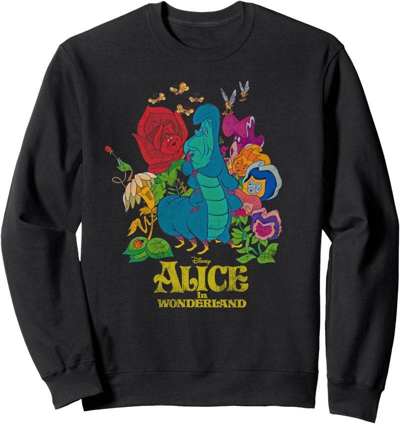 Alice in Wonderland Caterpillar and Living Flowers Retro Sweatshirt