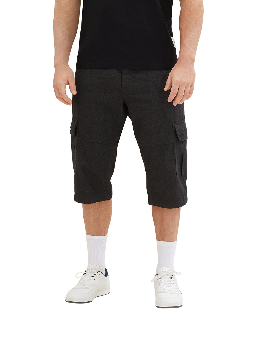 TOM TAILOR Herren Plussize Cargo Max Overknee Bermuda Shorts 42W 31309 - Black Grey Pattern, 42W 313
