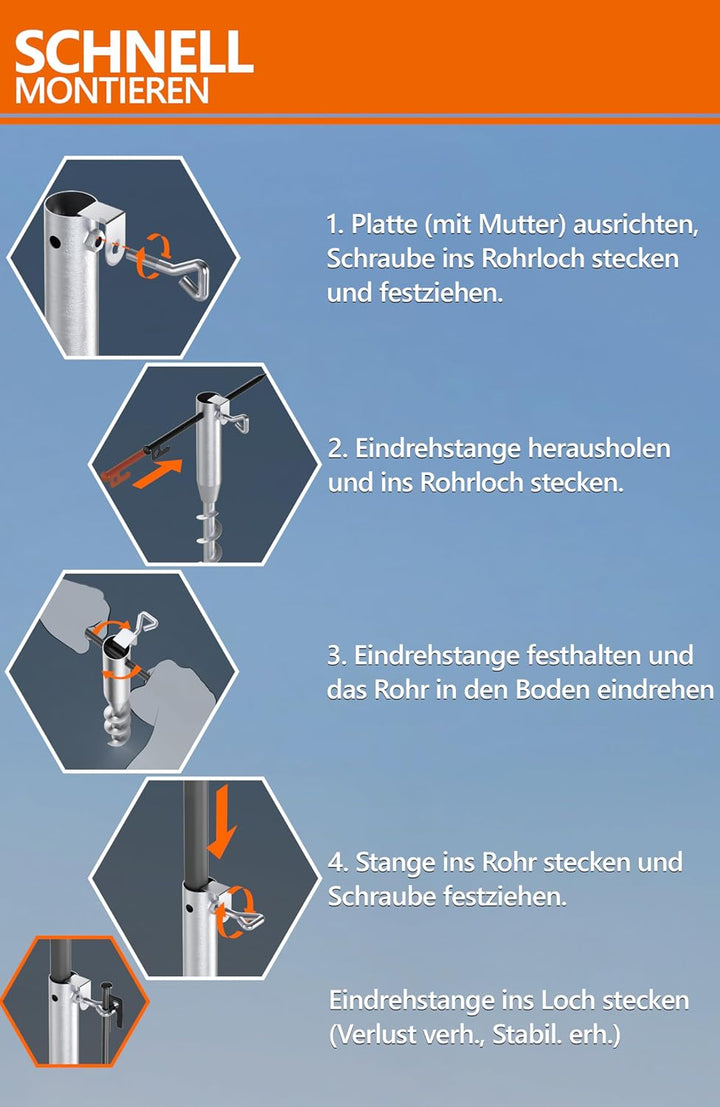 4smile Sonnenschirm Strand 200 cm 3-IN-1-SET, Strandschirm windfest stabil + Schutzhülle + Eindrehbo