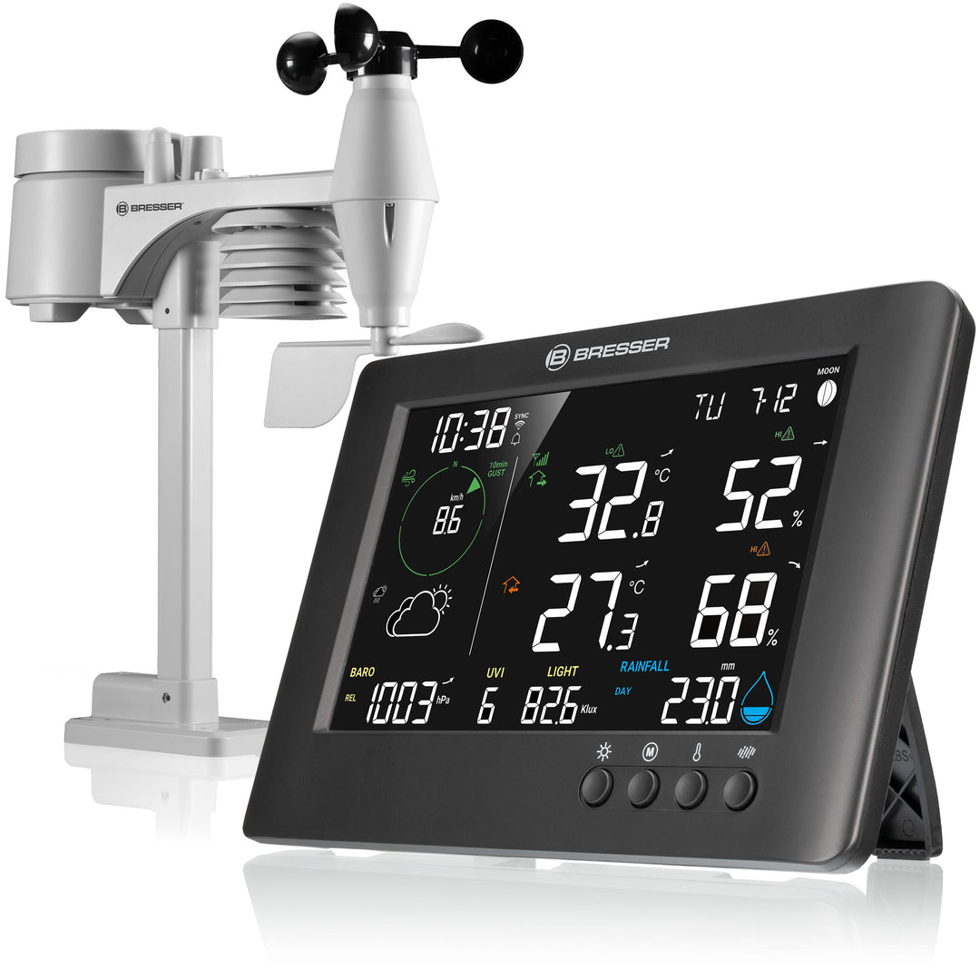 Bresser WLAN 7-in-1 Wetterstation TB: Umfangreiche Daten, Grafik-Prognose, Multi-Sensor, Innenklima-