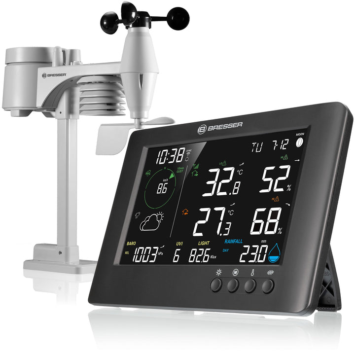 Bresser WLAN 7-in-1 Wetterstation TB: Umfangreiche Daten, Grafik-Prognose, Multi-Sensor, Innenklima-