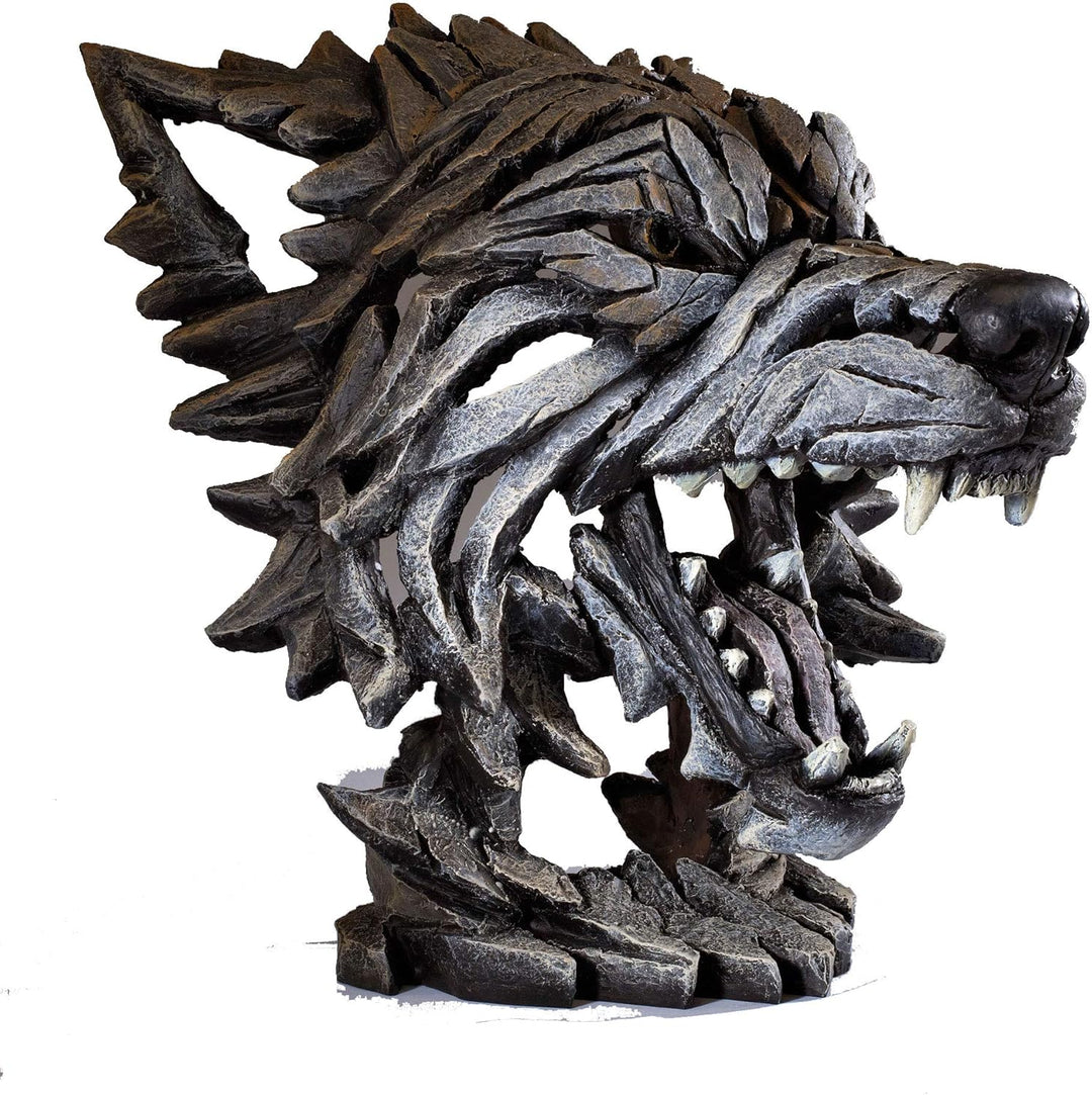 Enesco Edge Sculpture Wolf Face Snarling Bust Figur, 34 cm, Grau und Weiss
