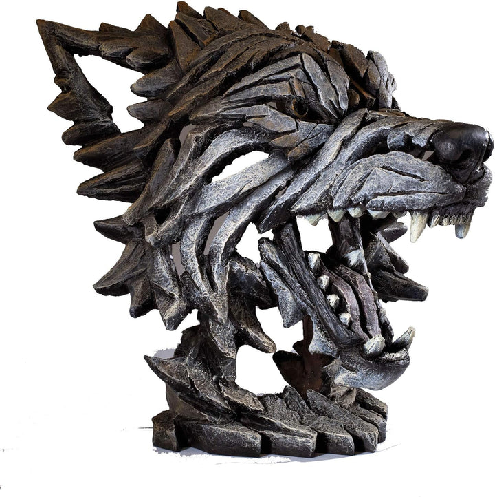 Enesco Edge Sculpture Wolf Face Snarling Bust Figur, 34 cm, Grau und Weiss