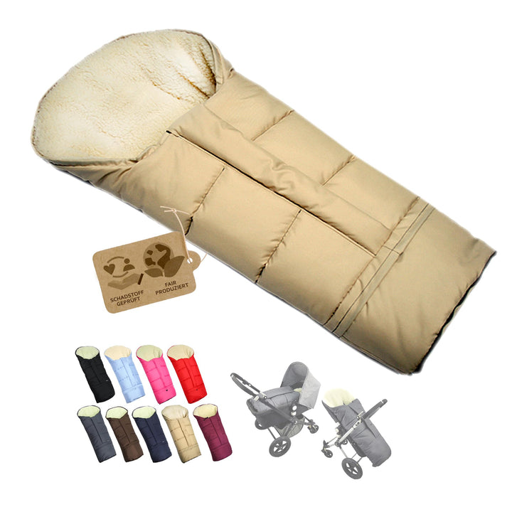 BAMBINIWELT Winterfusssack Fusssack für Kinderwagen, Buggy oder Schlitten, in Mumienform, aus Wolle,