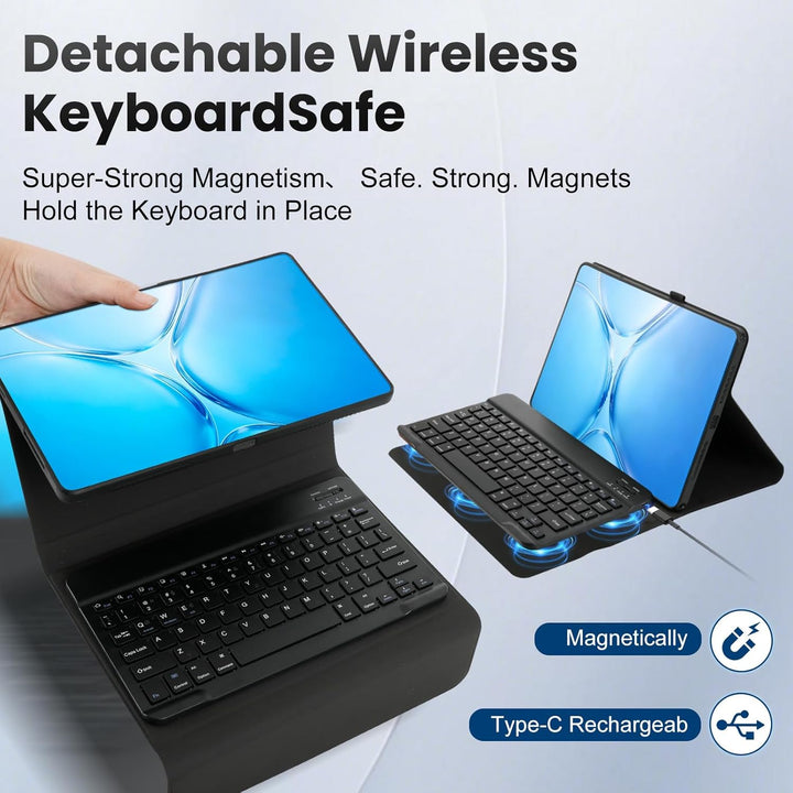 WingFly Tastatur Hülle für Lenovo Idea Tab Plus 12,1 Zoll Tablet (TB365FC), Abnehmbares Magnetisch T